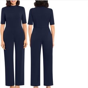 Donna Morgan Mock Neck Short Sleeve Jumpsuit